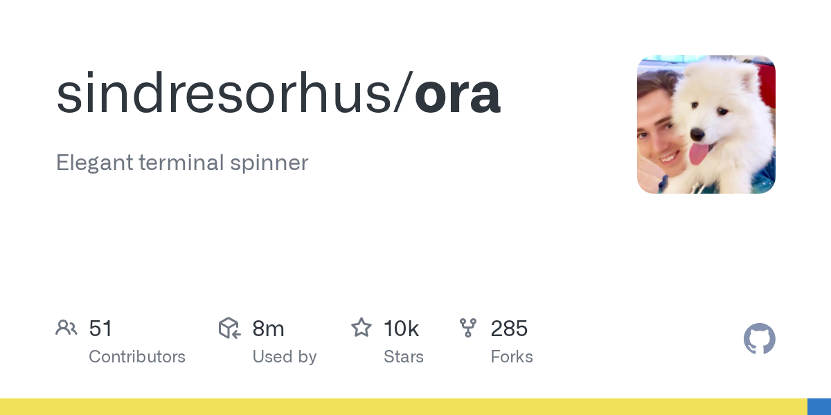 GitHub - sindresorhus/ora: Elegant terminal spinner