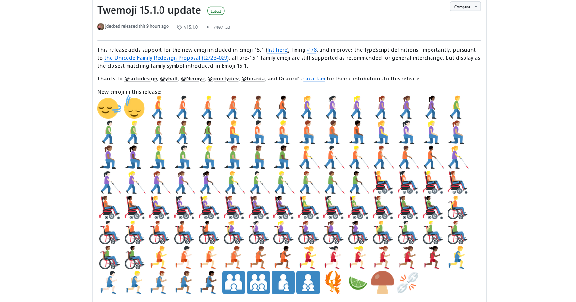 オープンソース版Twemoji 15.1.0のリリース ～Unicode Emoji 15.1に対応 | gihyo.jp