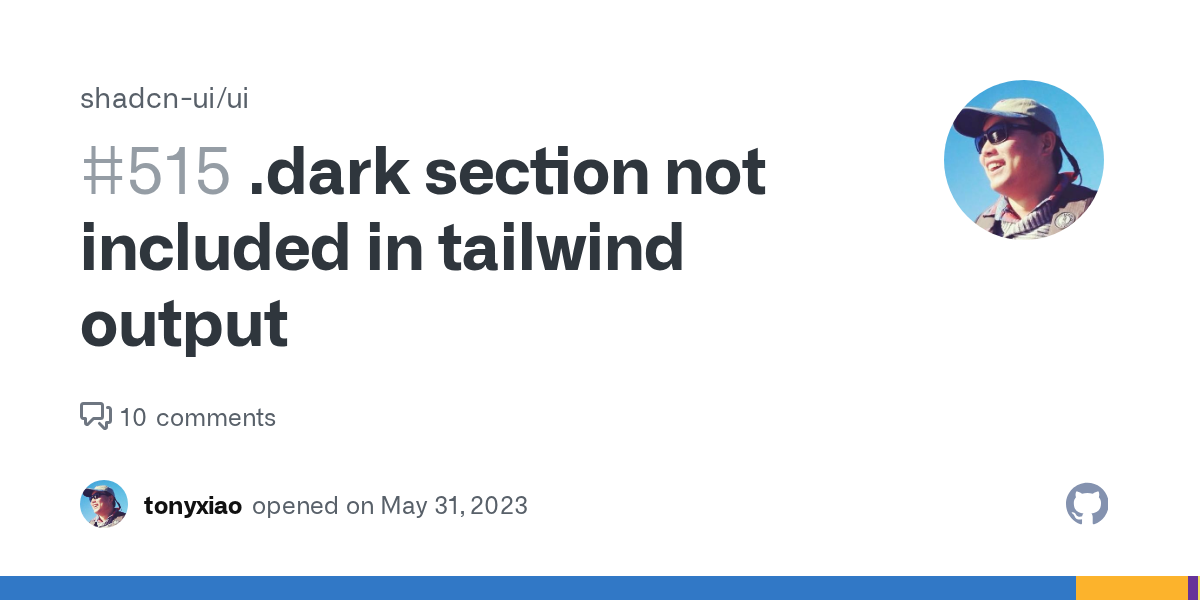 .dark section not included in tailwind output · Issue #515 · shadcn-ui/ui