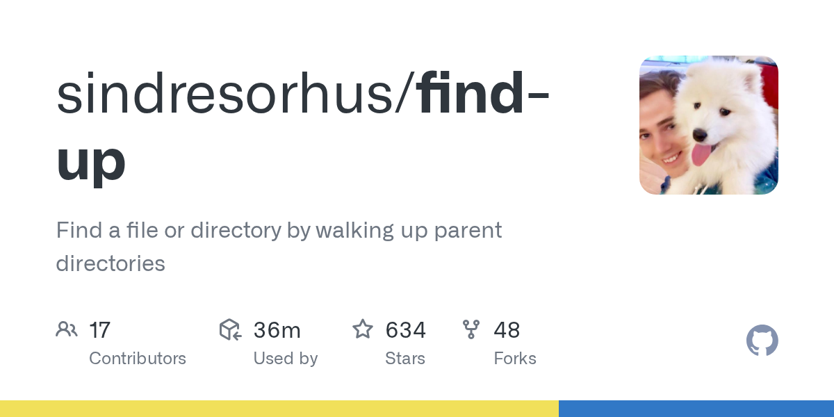 GitHub - sindresorhus/find-up: Find a file or directory by walking up parent directories