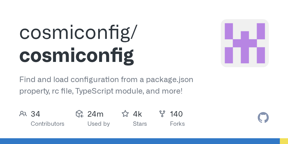 GitHub - cosmiconfig/cosmiconfig: Find and load configuration from a package.json property, rc file, TypeScript module, and more!
