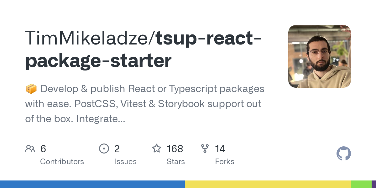 GitHub - TimMikeladze/typescript-react-package-starter: 📦 Develop & publish Typescript or React packages with ease. PostCSS, Vitest, Biome & Storybook support out of the box. Integrates with Github releases and automatically publishes to NPM. Code is buil