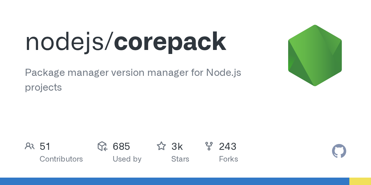 GitHub - nodejs/corepack: Package manager version manager for Node.js projects